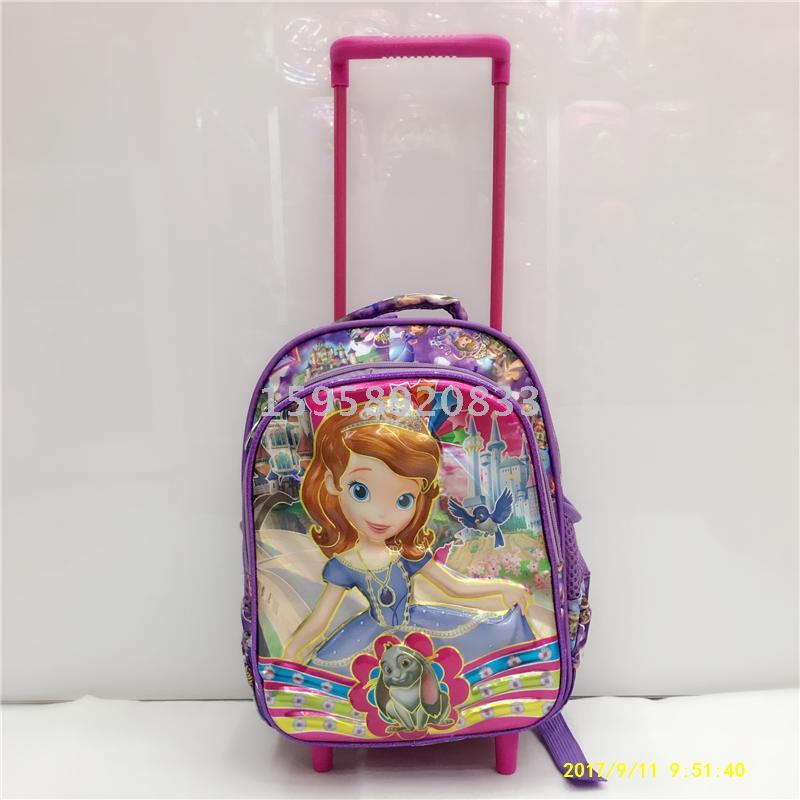 Factory Direct Sales 12 Inch Schoolbag Cartoon Pull Rod Schoolbag Baby Travel Bag
