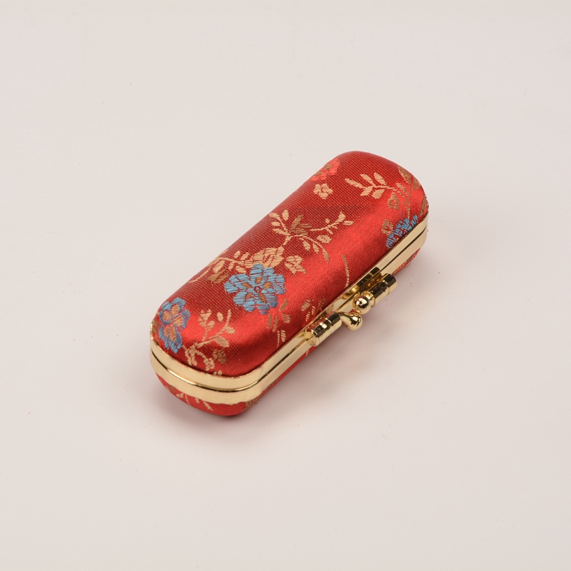 Wholesale Chinese style vintage embroidery printed silk single lipstick box jewelry box lipstick box
