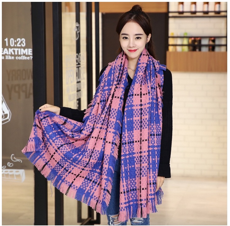 South Korean version of the autumn and winter women's wool imitation cashmere warm thick scarf oversized shawl bib student long thumbnail