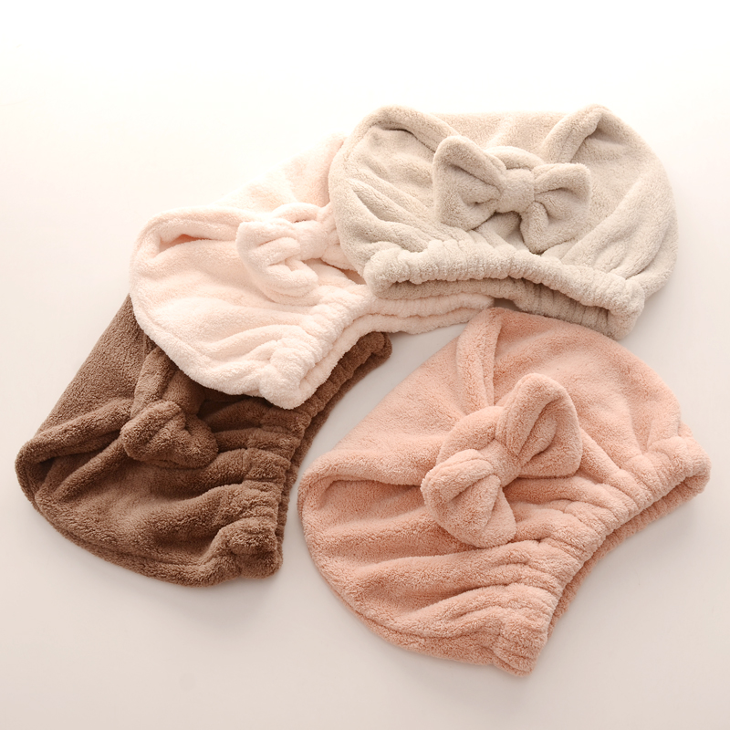 Warm fleece dry hair cap bow instantly absorbent gift counter genuine products exported to Europe, America, Japan and South Korea details Picture