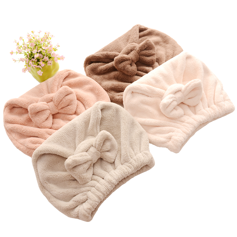 Warm fleece dry hair cap bow instantly absorbent gift counter genuine products exported to Europe, America, Japan and South Korea Specification image