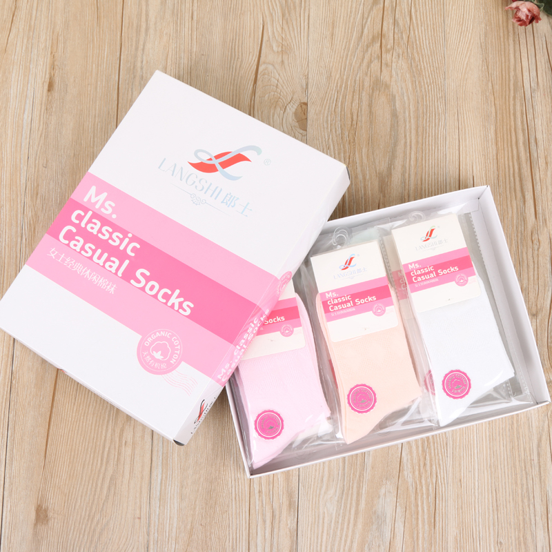 Langshi's 2017 new thin cotton women's socks are fashionable, comfortable and warm