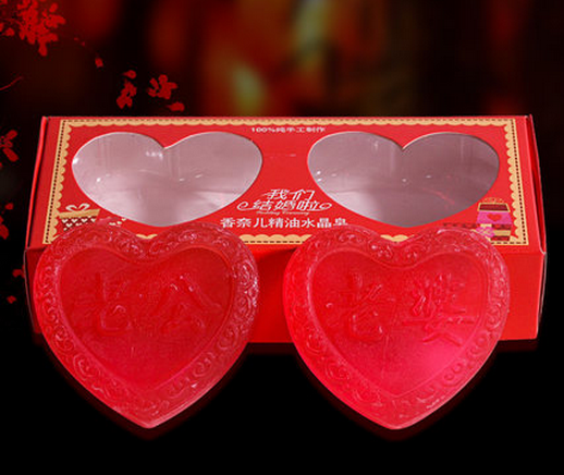 Wedding celebration supplies: Couple washing and grooming, dowry, auspicious character essential oil soap