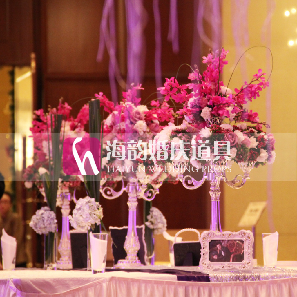 Yiwu Haiyun Wedding Props Wedding Supplies Candlestick Ornaments 6015- Silver-plated Candlesticks