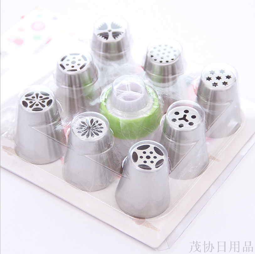 Baking tools 9 - tip piping set large seamless Russian mold one - step molding
