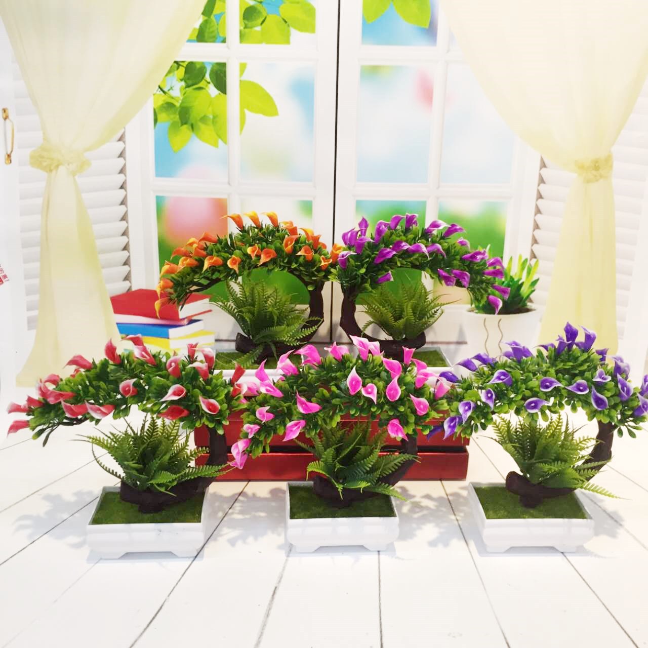 仿真花套装 客厅橱窗婚礼装饰花餐厅网咖房地产展会布置细节图