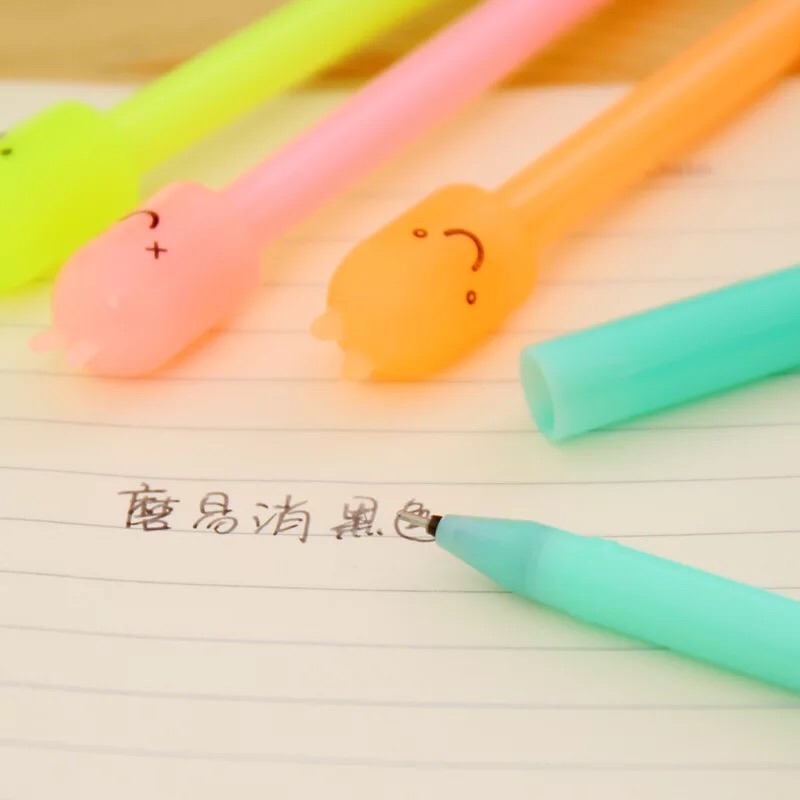 韩国创意水性笔可爱呆萌糖果色动物签字笔黑色摩易擦中性笔细节图