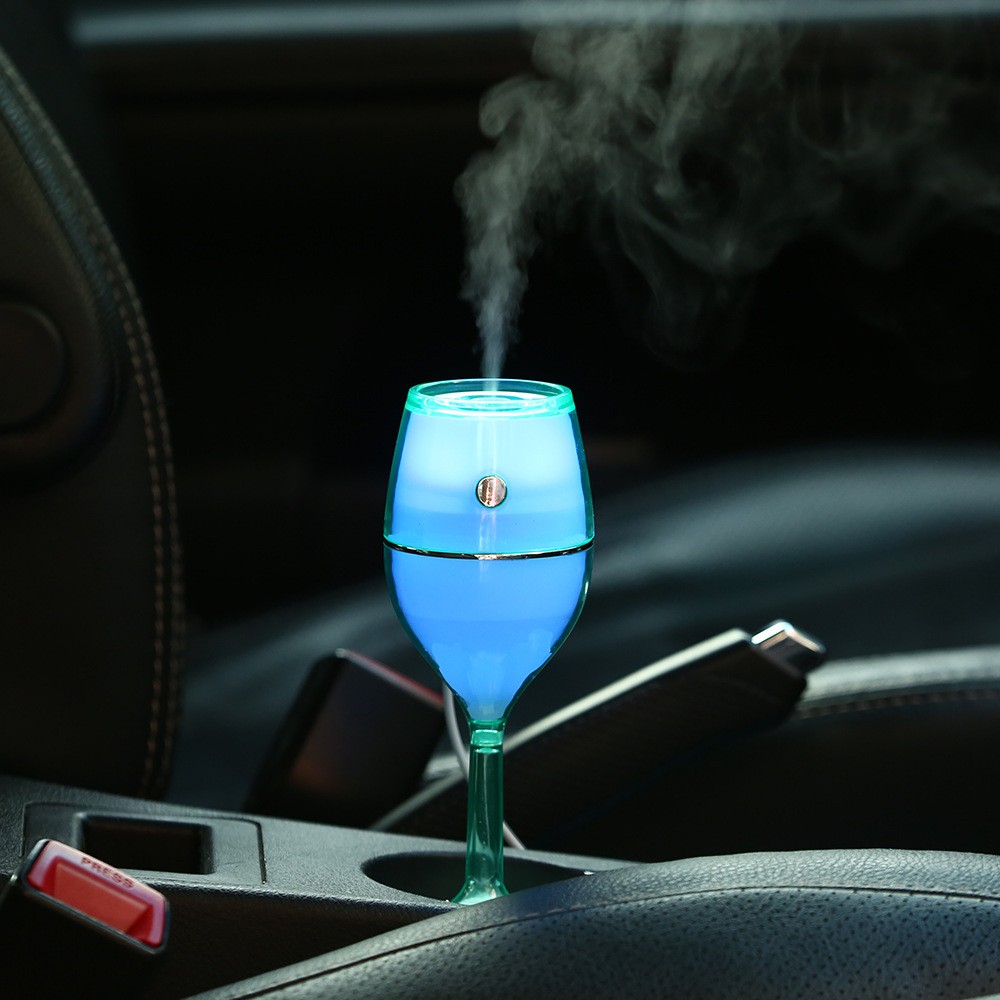 USB mini wine glass humidifier, creative seven-color night light humidifier, aroma diffuser, warm air purifier details Picture