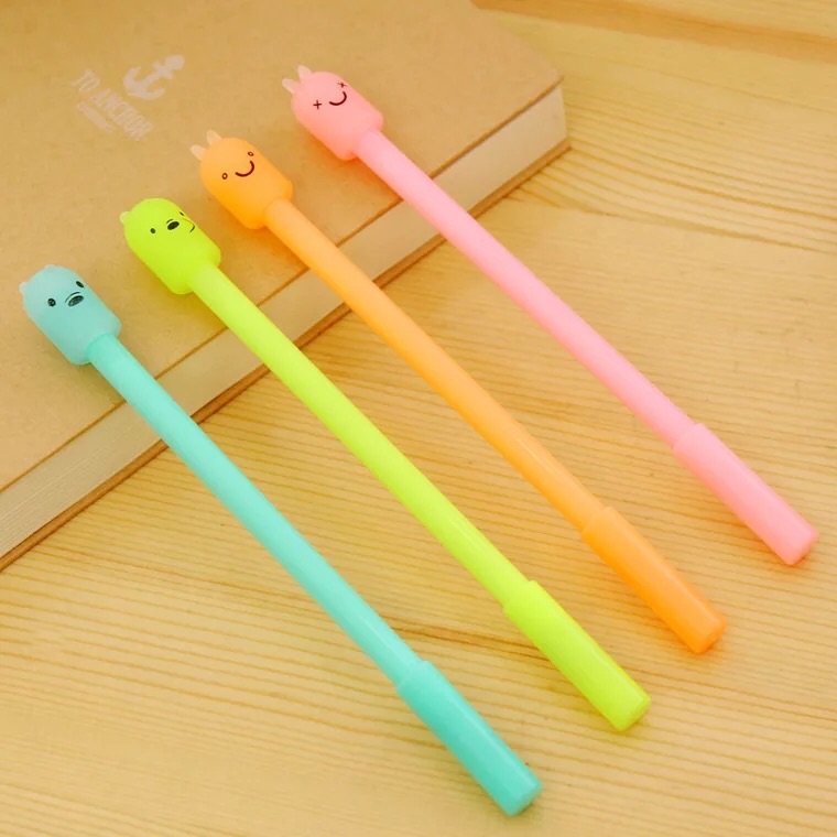 韩国创意水性笔可爱呆萌糖果色动物签字笔黑色摩易擦中性笔