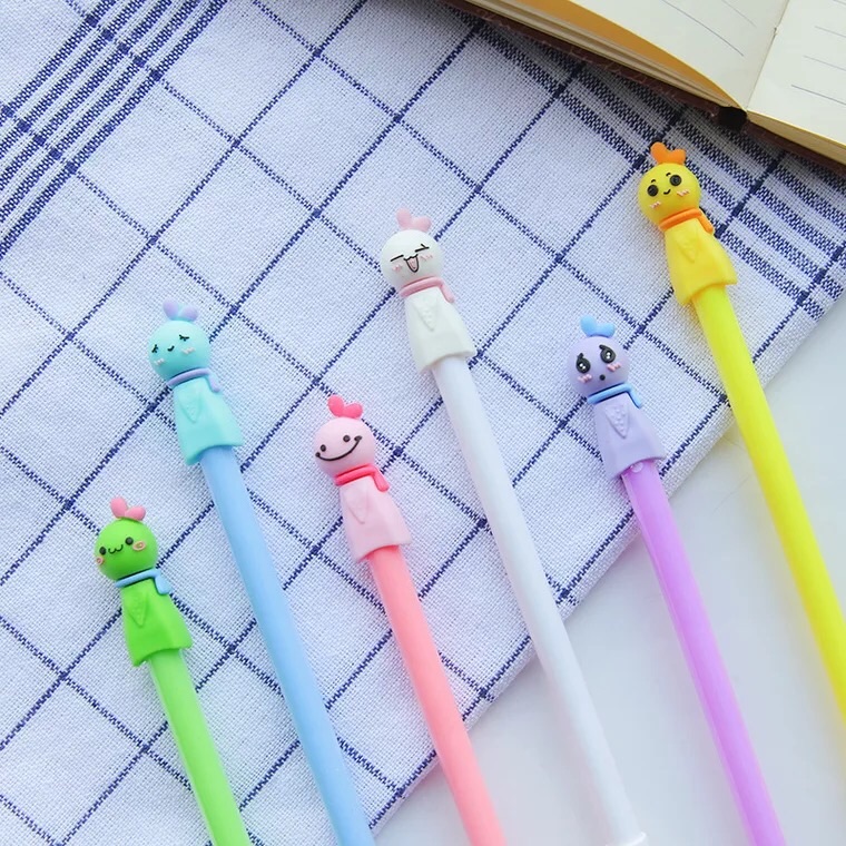 日韩国卡通0.5黑色中性笔 可爱晴天娃娃造型水笔