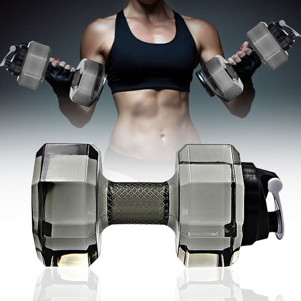 Large capacity 2.2L dumbbell sports water bottle, extra-large size fitness water cup, plastic details Picture