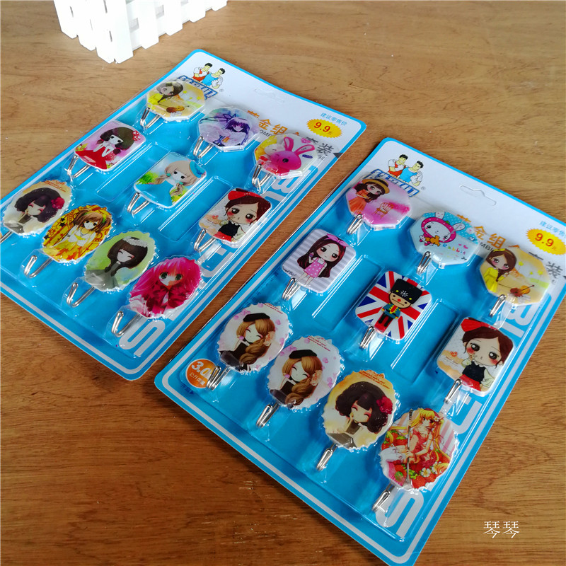 创意可爱卡通门后无痕粘钩 强力承重墙上粘胶立体挂钩细节图