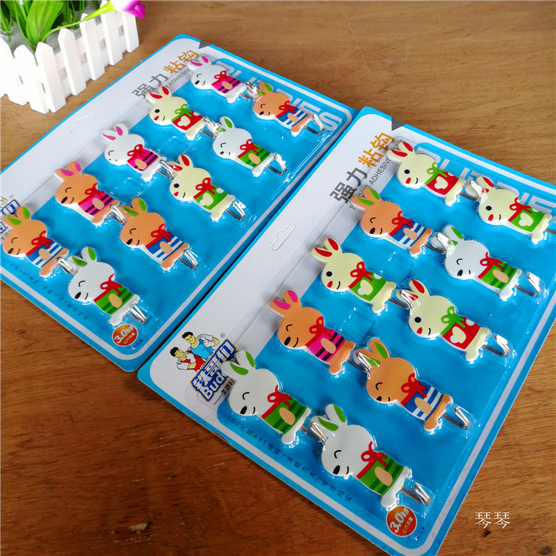 创意可爱卡通门后无痕粘钩 强力承重墙上粘胶立体挂钩细节图