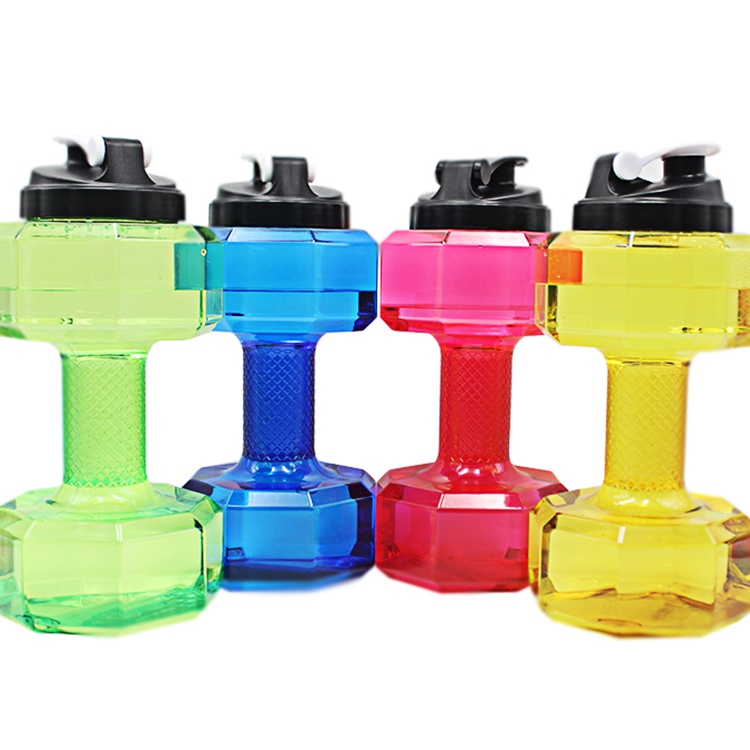 Large capacity 2.2L dumbbell sports water bottle, extra-large size fitness water cup, plastic