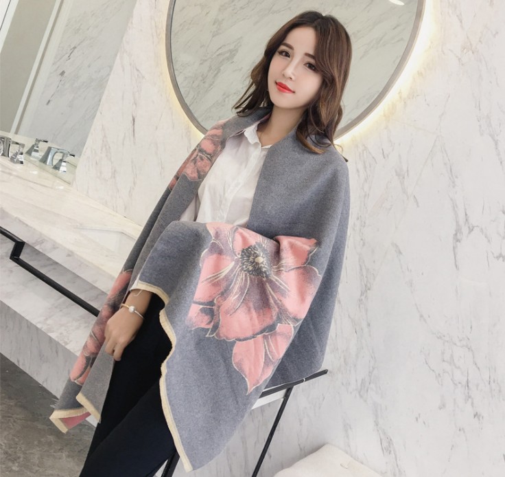 新款羊绒围巾女围巾披肩两用秋冬季加厚长款围脖韩版百搭产品图