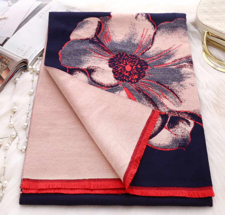 新款羊绒围巾女围巾披肩两用秋冬季加厚长款围脖韩版百搭细节图