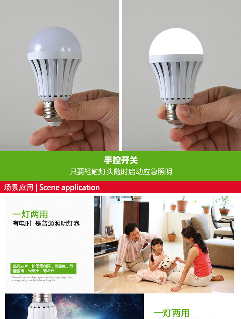 9W Led Emergency Bulb Family Outdoor Double Bulb Plastic Bulb Led Lights Application Scenario