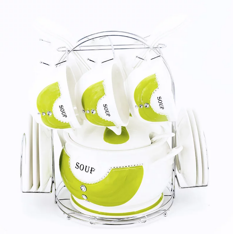 景德镇陶瓷双耳碗西式碗勺 陶瓷碗 套装居家送礼 外贸陶瓷工艺品图