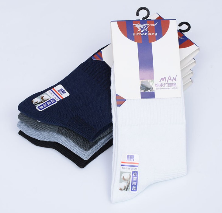 时尚纯色商务袜 男士竹炭纤维休闲袜 抗菌透气赠品袜细节图