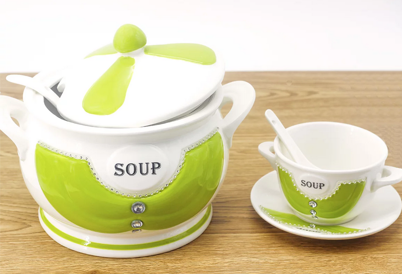 景德镇陶瓷双耳碗西式碗勺 陶瓷碗 套装居家送礼 外贸陶瓷工艺品细节图