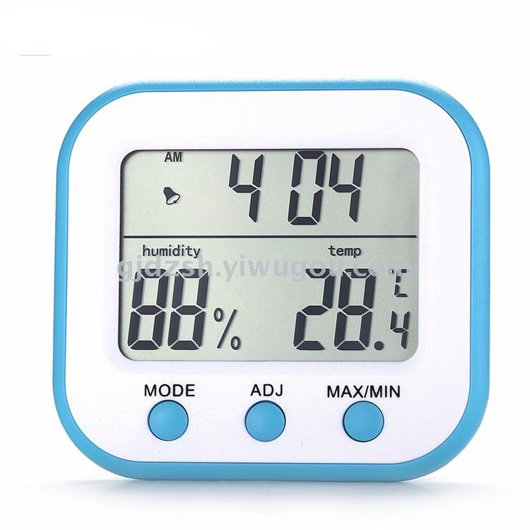 新款家居婴儿房温度计 时钟闹钟数字湿度计室内温湿度计