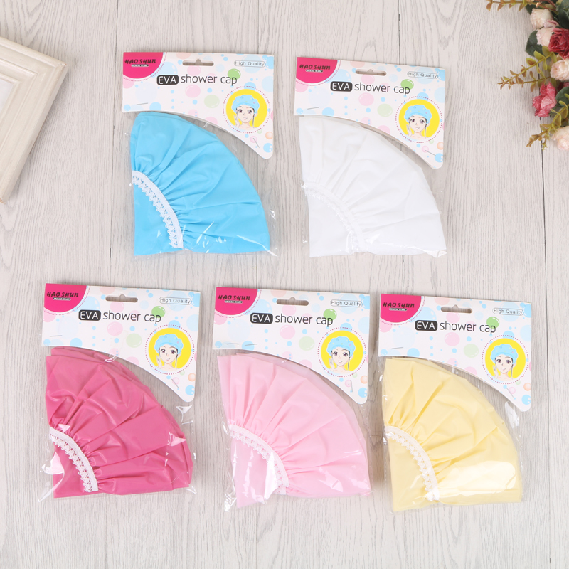厂家直销 新款加厚防水浴帽素色PE女士洗澡浴帽