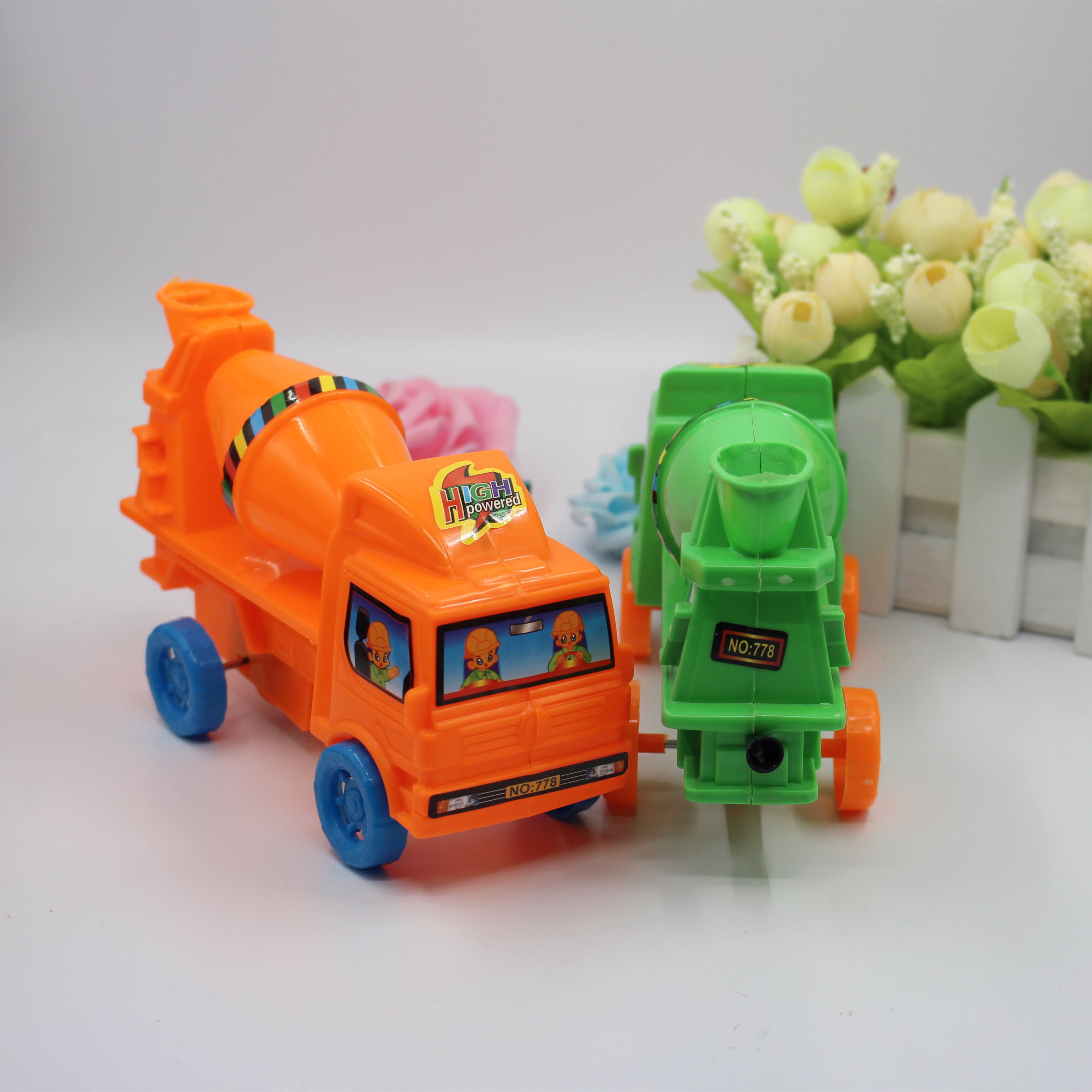 Children's drawstring inertial toy cars, mixer trucks, trucks, baby engineering vehicles, and car models are selling well at street stalls details Picture