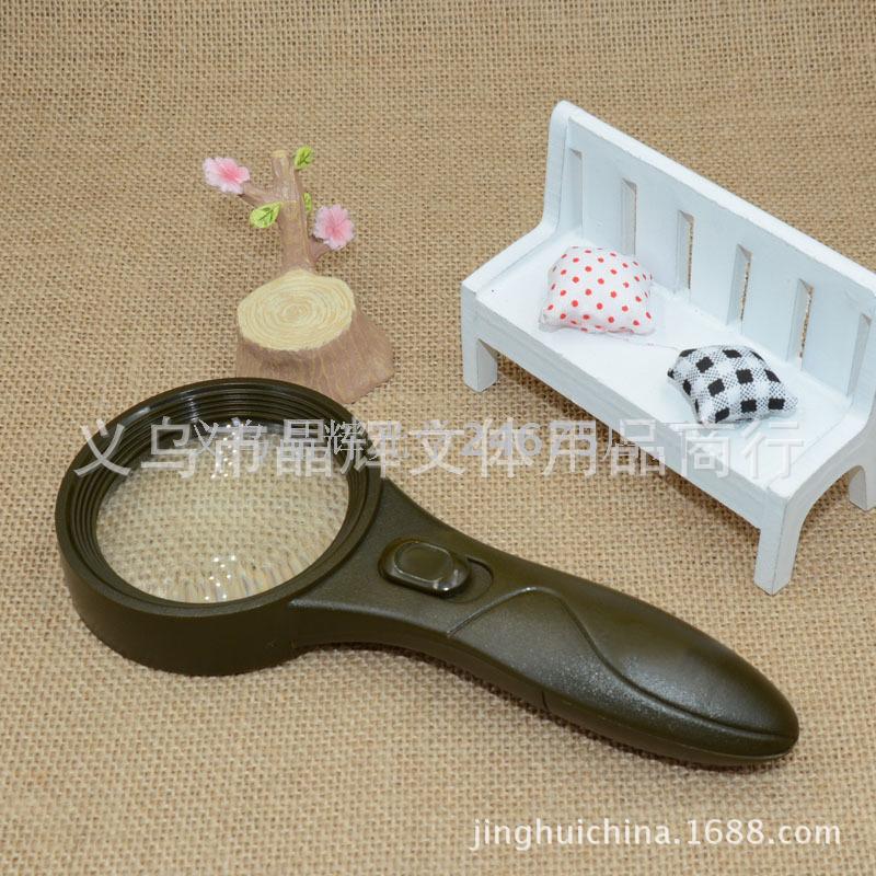 (Jinghui) Factory direct sales handheld reading magnifying glass with six LED lights TH-600559 Army green thumbnail