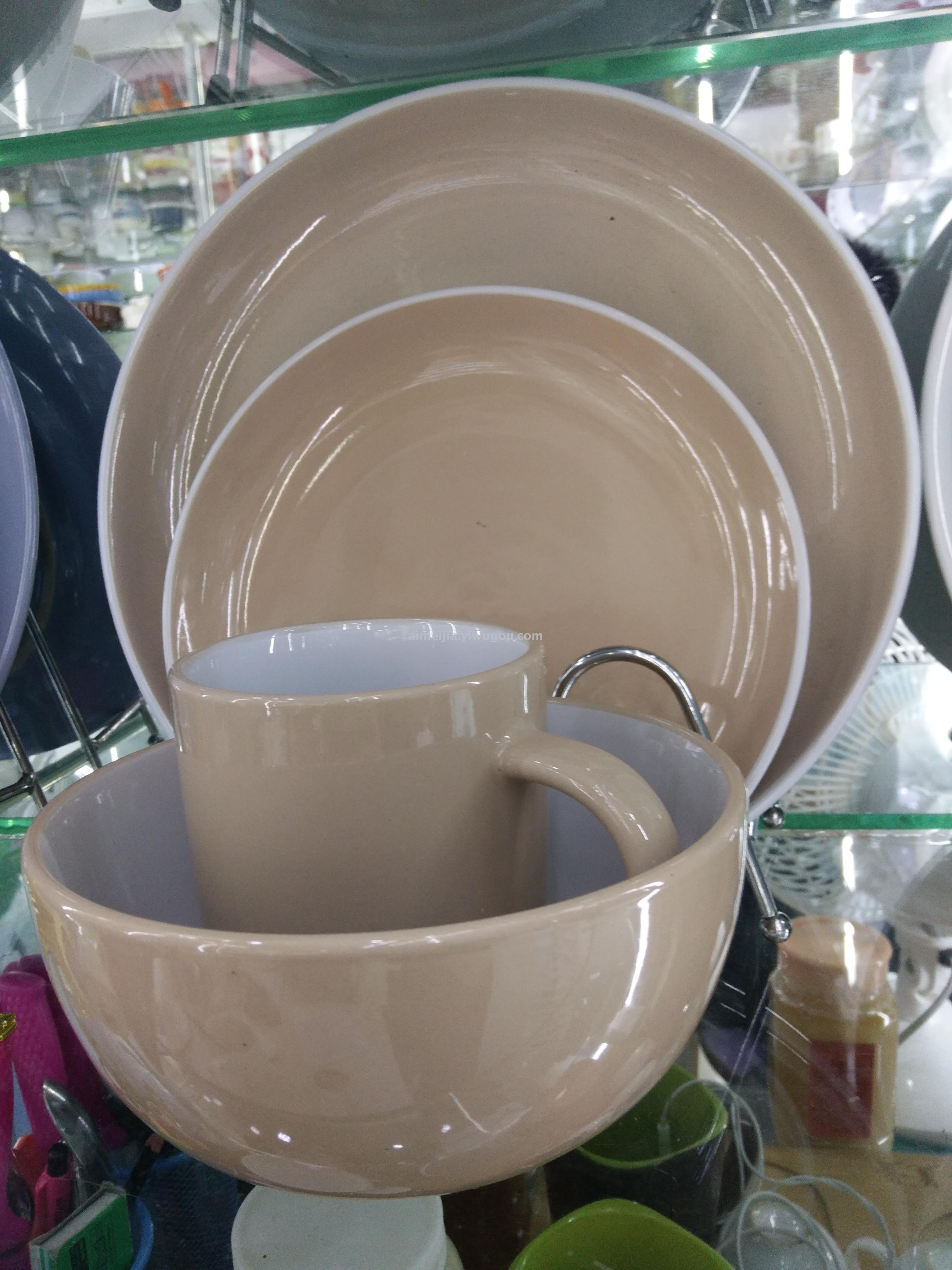 16-head dual-color Western-style 4-person ceramic tableware factory direct sale in stock