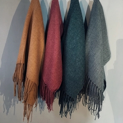 Autumn winter new pure color long scarf tassels warm versatile multi - color scarf woman