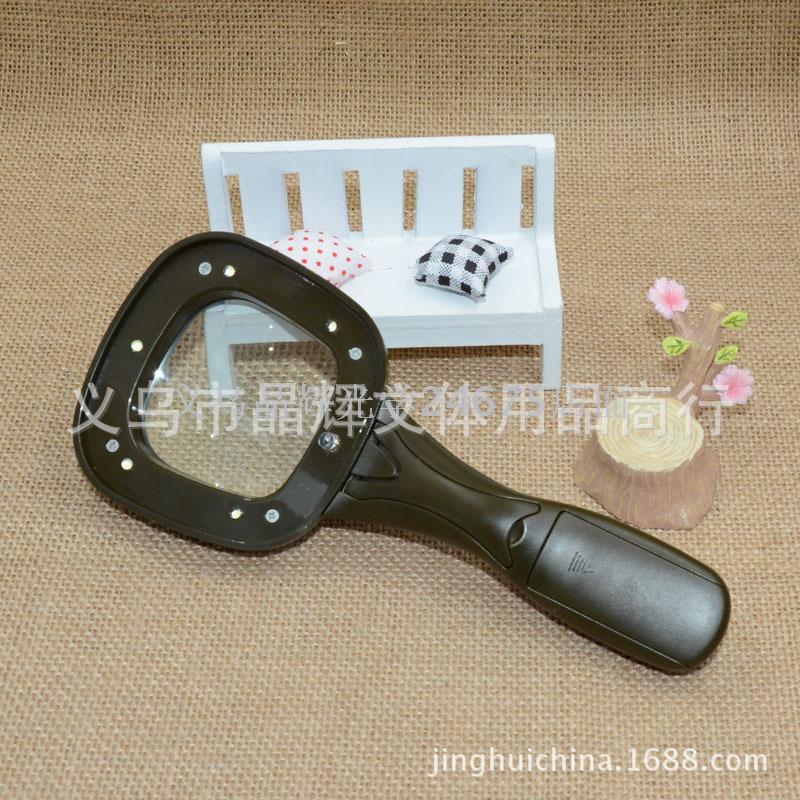 晶辉 厂家直批 LED灯手持老人阅读放大镜 600558-2军绿色细节图