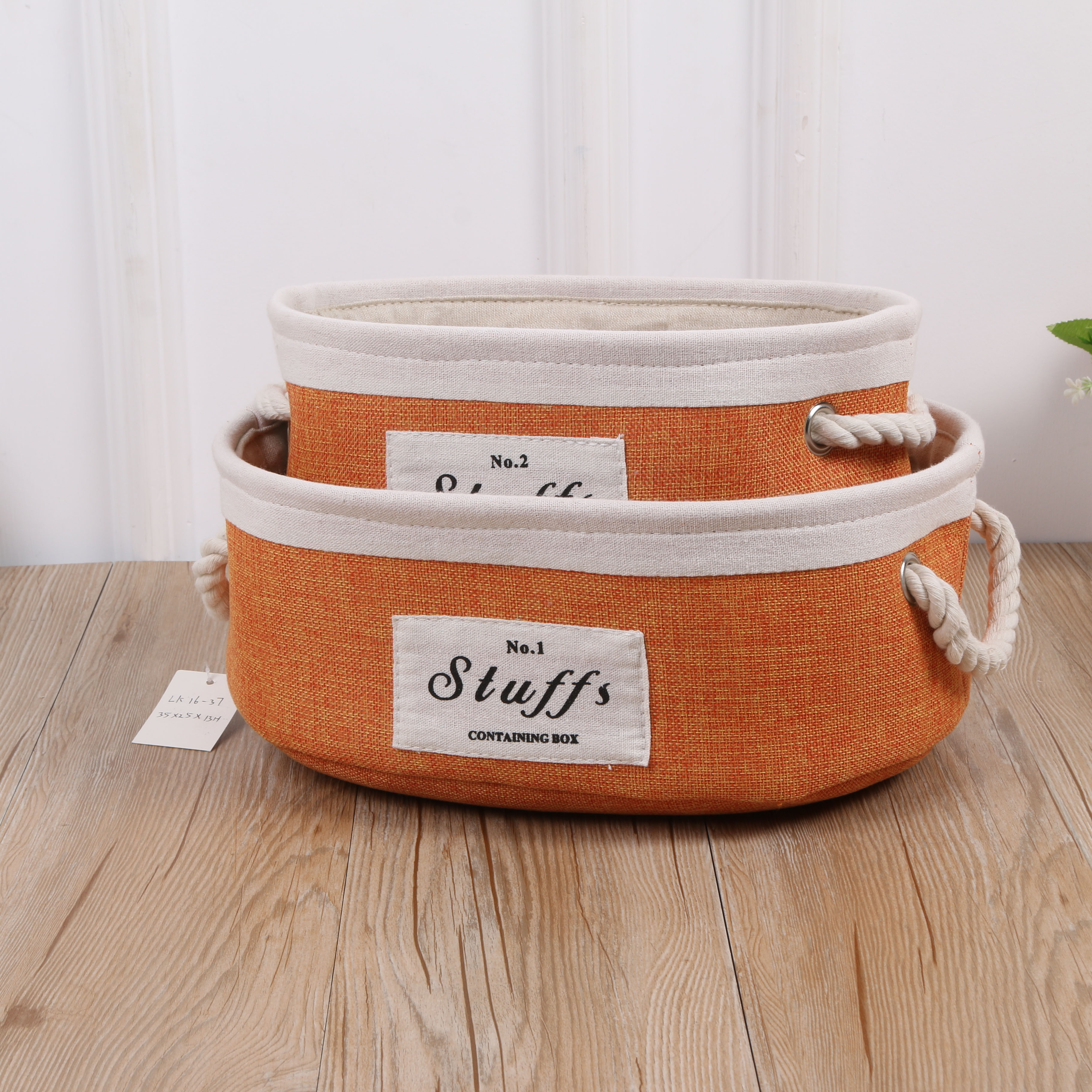 Imitation Linen Oval 2-Piece Linen Storage Box Storage Box Organizer Box Utility Box Storage Box details Picture
