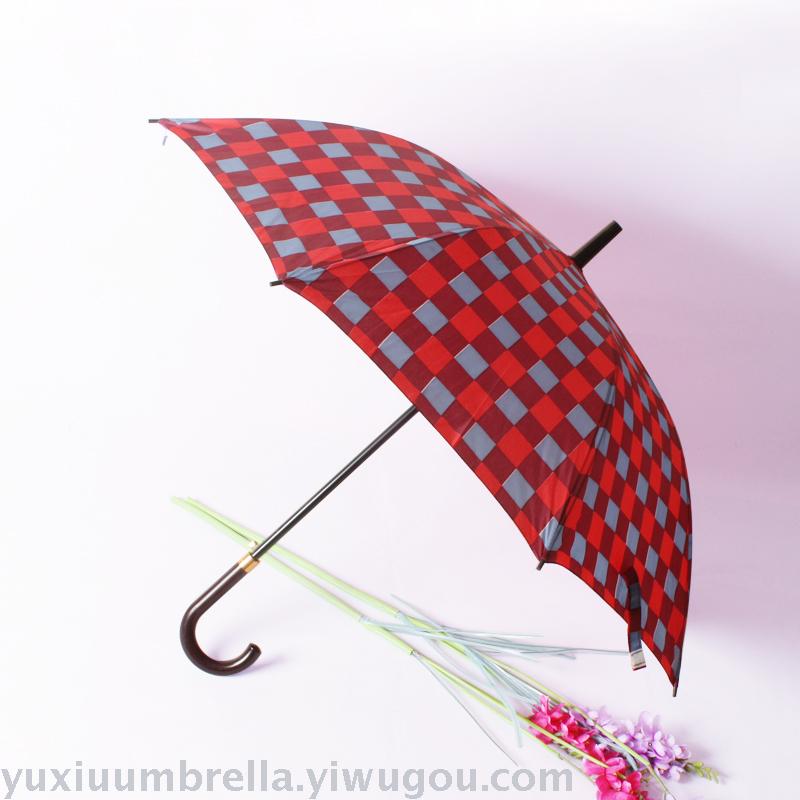 厂家直供 经典英伦格子印花直杆晴雨伞高端商务伞定制LOGO细节图