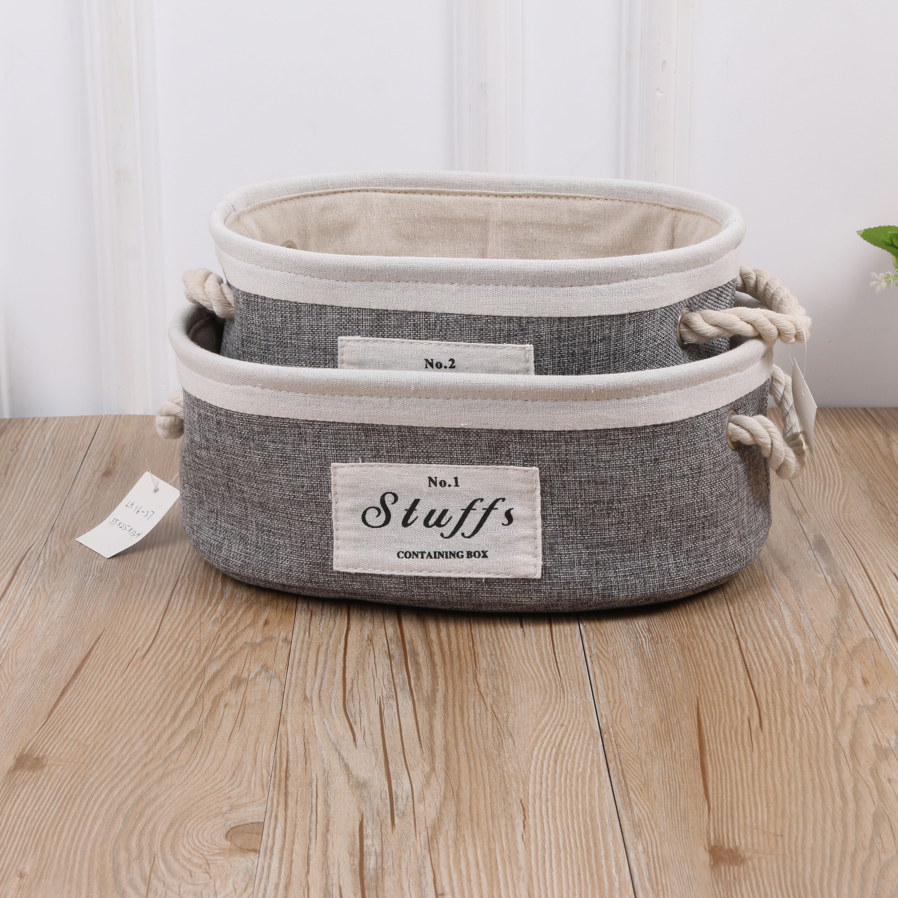 Imitation Linen Oval 2-Piece Linen Storage Box Storage Box Organizer Box Utility Box Storage Box
