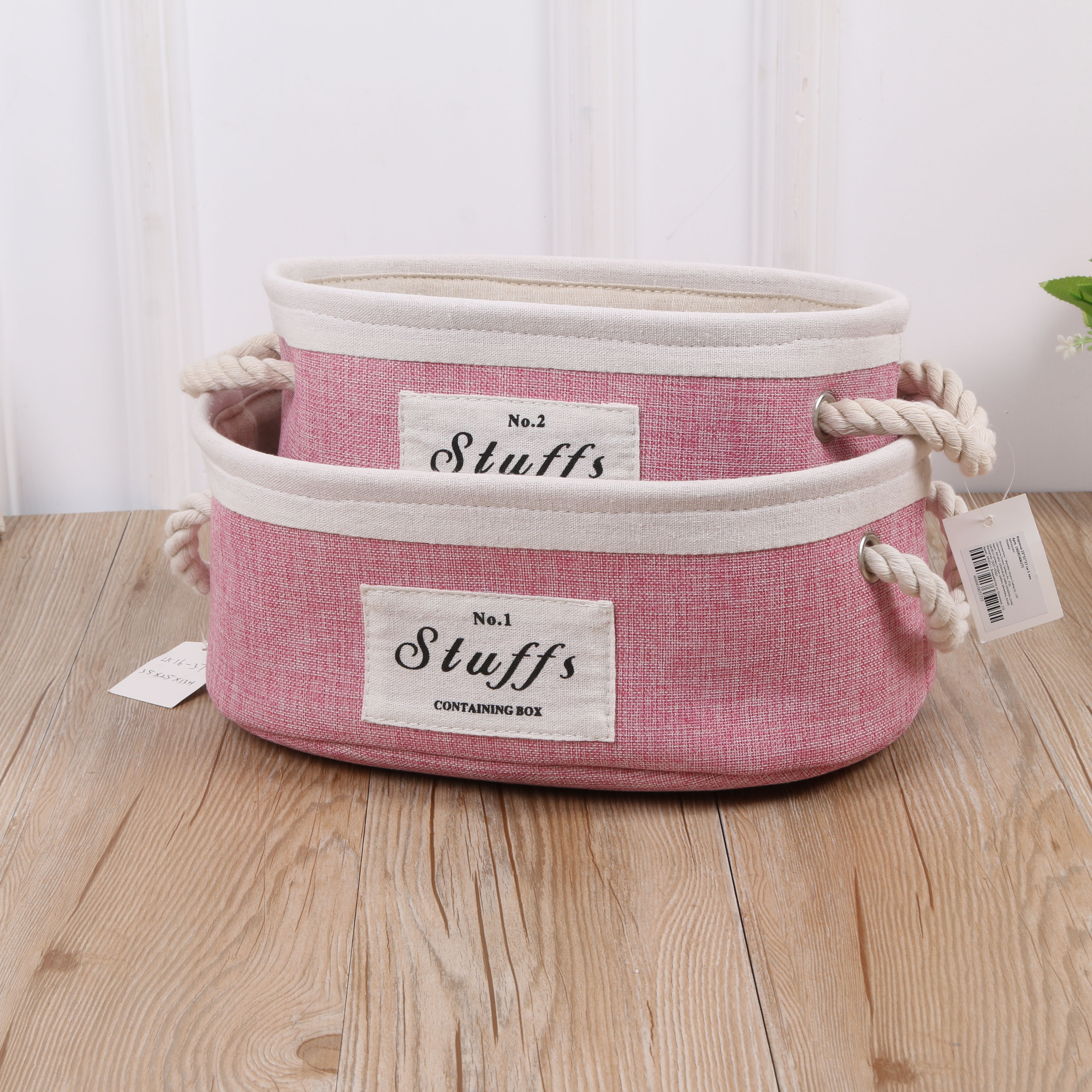 Imitation Linen Oval 2-Piece Linen Storage Box Storage Box Organizer Box Utility Box Storage Box Application Scenario