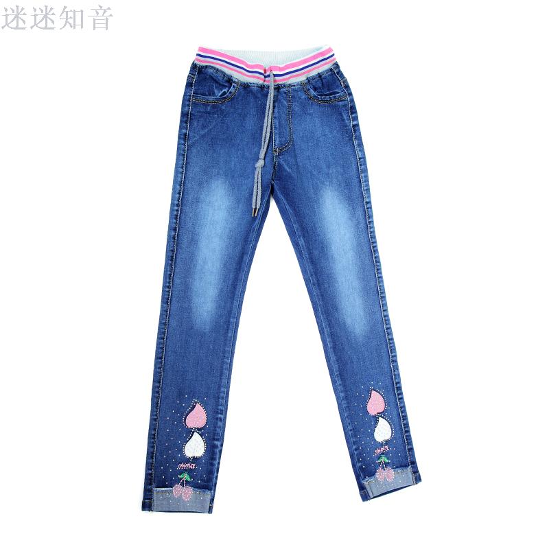 Autumn and winter new student jeans pants girl cartoon pants manufacturers wholesale