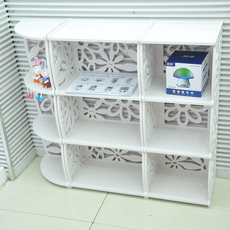Pcv Board Wood-Plastic Board Shelf Corner Shelf Bathroom Bathroom Living Room Bookshelf Storage Rack details Picture
