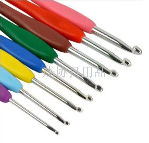 Sweater knitting tool Soft handle color aluminum crochet set of 9 imitation Coke crochet hooks