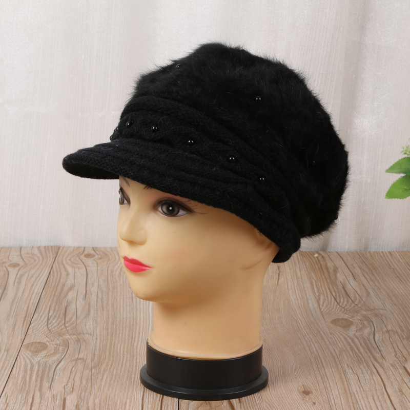 秋冬季女款贝雷帽 时尚加绒兔毛帽子产品图