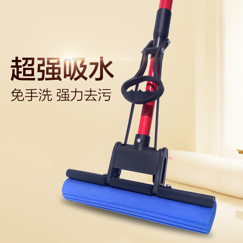 拖把伸缩拖把清洁用品胶棉滚轮拖把挤水海绵义乌日用品产品图