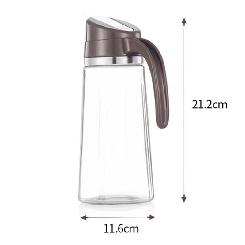Japanese kitchen household leak-proof glass oil pot, large-capacity oil bottle, seasoning bottle, automatic flip lid vinegar pot, soy sauce jar Specification image