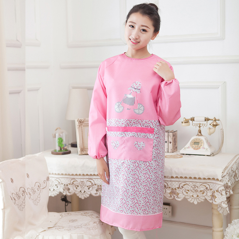 Adult cover-up kitchen waterproof, oil-proof, stain-proof long-sleeved apron apron kitchen stain-proof apron