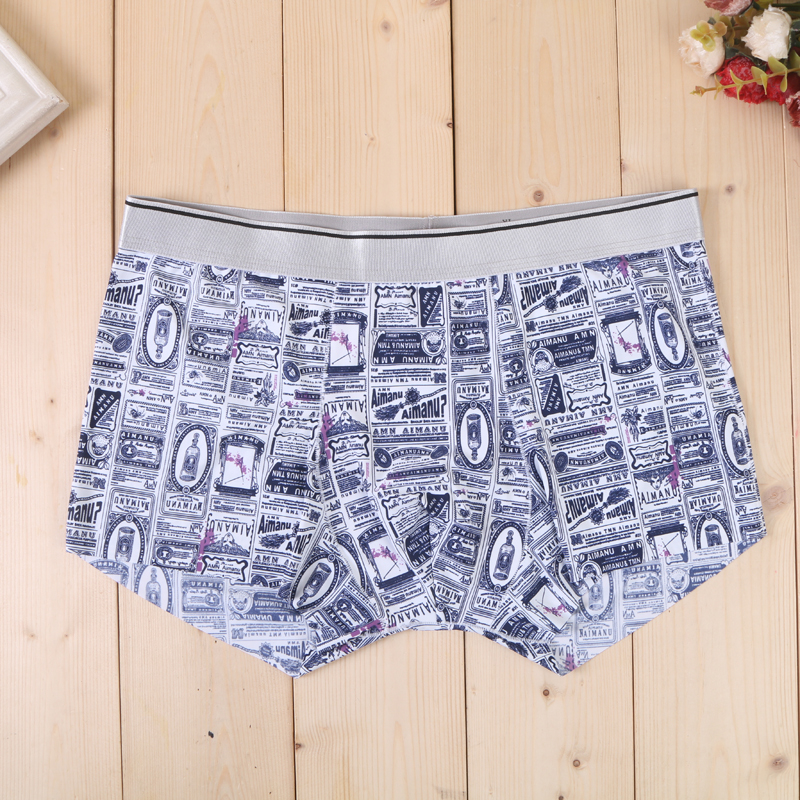 Korean Version Of Men's Cartoon Square Corner British English Fashion Underwear Flower Boxers details Picture