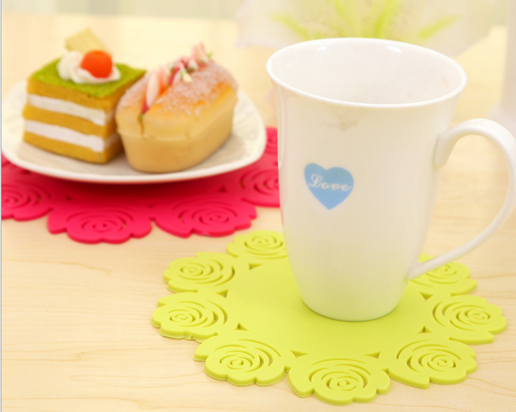 时尚可爱加厚硅胶隔热垫 镂空玫瑰碗垫盘垫杯垫产品图