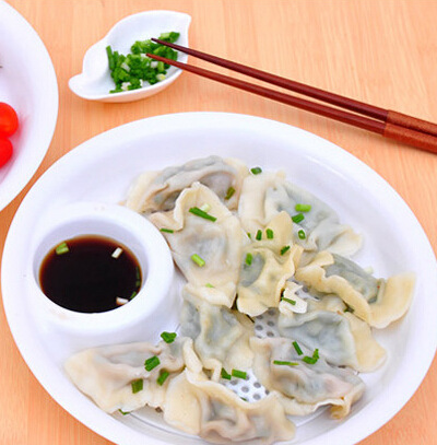 Large plastic dumpling plate with vinegar dish, double-layer draining plate, dumpling eating plate, multi-functional fruit plate details Picture