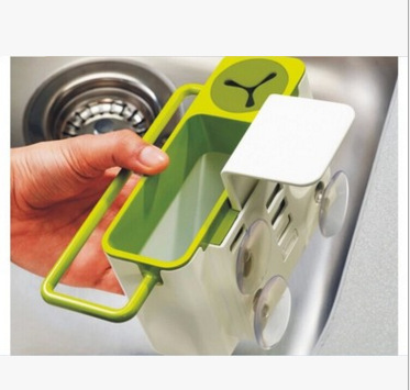 Kitchen sink storage box, sink rag draining rack, kitchen small tools suction cup draining storage rack Application Scenario