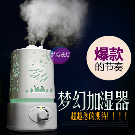 超声波空气加湿器 雕花镂空 Led香薰灯加香机 静音七彩家用办公