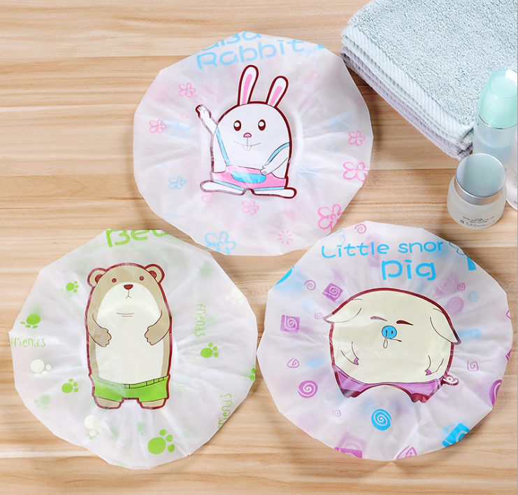 卡通防水浴帽成人沐浴帽洗澡头套厨房炒菜防油烟帽子加厚浴帽