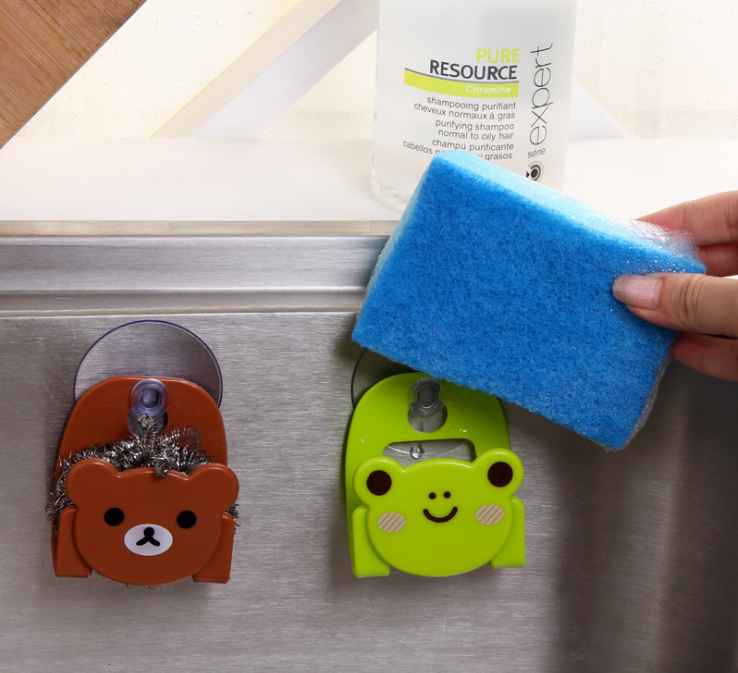 Cartoon kitchen sponge cloth storage rack, multi-purpose sink shelf, suction cup, bathroom sundries rack