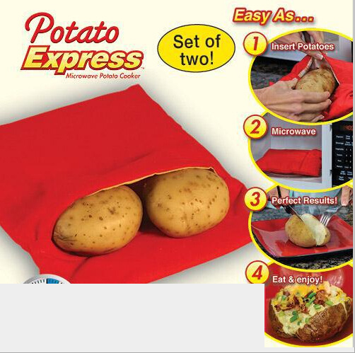 tv hit new product: Microwave baked potato buns. Potato bags without color boxes